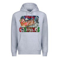 Heather Grey Merry Christmas Santa Sleigh Premium Hoodie - FaDigitalArtStudio