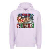 Lilac Merry Christmas Santa Sleigh Premium Hoodie - FaDigitalArtStudio