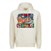 Oatmeal Heather Merry Christmas Santa Sleigh Premium Hoodie - FaDigitalArtStudio