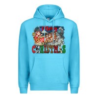 Ocean Blue Merry Christmas Santa Sleigh Premium Hoodie - FaDigitalArtStudio