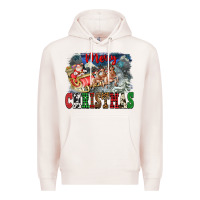 Pale Pink Merry Christmas Santa Sleigh Premium Hoodie - FaDigitalArtStudio