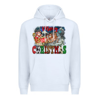 White Merry Christmas Santa Sleigh Premium Hoodie - FaDigitalArtStudio