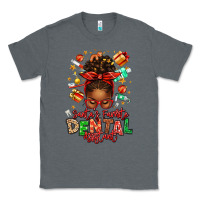 Charcoal Heather Santa's Favorite Dental Assistant Afro Messy Bun Classic Tee - texasbilliewilder