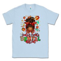 Dusty Blue Santa's Favorite Dental Assistant Afro Messy Bun Classic Tee - texasbilliewilder