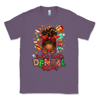 Lavender Santa's Favorite Dental Assistant Afro Messy Bun Classic Tee - texasbilliewilder