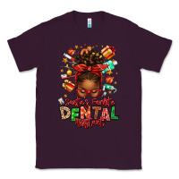 Plum Santa's Favorite Dental Assistant Afro Messy Bun Classic Tee - texasbilliewilder