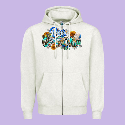 Boy Grandma Zipper Hoodie Designed By Cowhidedigitalart