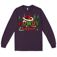 Plum howdy christmas cowboy hat Long Sleeve Tee - CowGirlArtShop