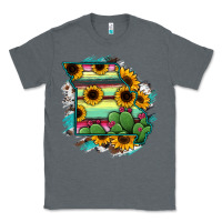 Charcoal Heather Missouri Map Sunflower Cactus Serape Classic Tee - RanaPortraitStore