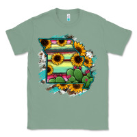 Sage Missouri Map Sunflower Cactus Serape Classic Tee - RanaPortraitStore
