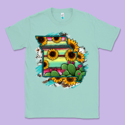 Missouri Map Sunflower Cactus Serape Classic Tee Designed By Ranaportraitstore