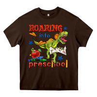 Chocolate Brown roaring into preschool Heavy Core Tee - BundleAndBundleShop