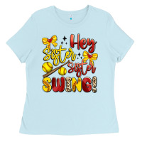 Baby Blue hey sister sister swing softball Ladies Tee - Artiststas