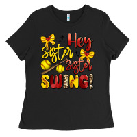 Black hey sister sister swing softball Ladies Tee - Artiststas