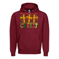 Burgundy christmas begins with christ Zipper Hoodie - CowhideDigitalArt