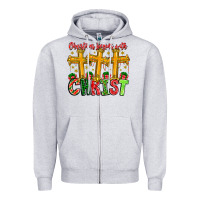Heather Grey christmas begins with christ Zipper Hoodie - CowhideDigitalArt