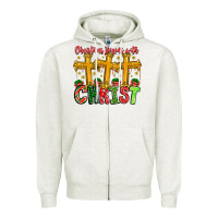 Oatmeal Heather christmas begins with christ Zipper Hoodie - CowhideDigitalArt