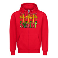 Red christmas begins with christ Zipper Hoodie - CowhideDigitalArt