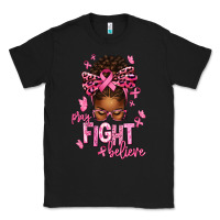 Black pray fight believe breast cancer afro messy Classic Tee - texasbilliewilder