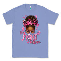 Colony Blue pray fight believe breast cancer afro messy Classic Tee - texasbilliewilder