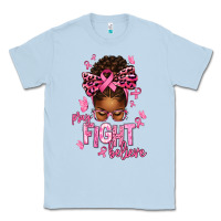 Dusty Blue pray fight believe breast cancer afro messy Classic Tee - texasbilliewilder