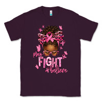 Plum pray fight believe breast cancer afro messy Classic Tee - texasbilliewilder
