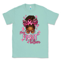 Seafoam pray fight believe breast cancer afro messy Classic Tee - texasbilliewilder