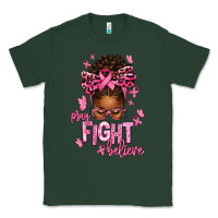 Sports Green pray fight believe breast cancer afro messy Classic Tee - texasbilliewilder