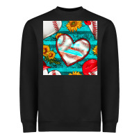 Black baseball hearts and sunflowers with turquoise gemstone seamless patter Heavyweight Sweatshirt - BundleAndBundleShop