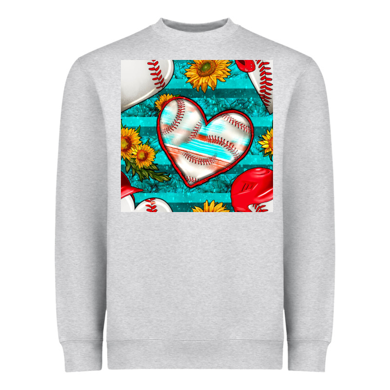 Baseball Hearts And Sunflowers With Turquoise Gemstone Seamless Patter Heavyweight Sweatshirt by BundleAndBundleShop | Teevron