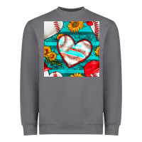 Storm baseball hearts and sunflowers with turquoise gemstone seamless patter Heavyweight Sweatshirt - BundleAndBundleShop