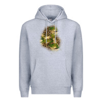 Heather Grey camouflage and leopard patch  1 Premium Hoodie - BundleAndBundleShop