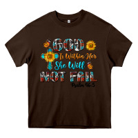Chocolate Brown god is within her she will not fail Heavy Core Tee - BundleAndBundleShop