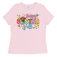 Bubblegum Pink happy easter yall Ladies Tee - Artiststas