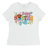 White happy easter yall Ladies Tee - Artiststas