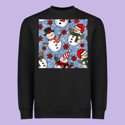 Christmas Snowman Seamless Pattern Heavyweight Sweatshirt Designed By Bundleandbundleshop