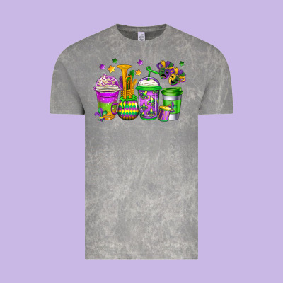 Mardi Gras Coffee Cups Vintage Tee Designed By Jasminsmagicworld