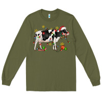 Army Green christmas holstein cow Long Sleeve Tee - CowGirlArtShop