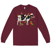 Burgundy christmas holstein cow Long Sleeve Tee - CowGirlArtShop