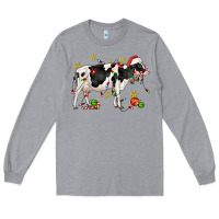 Heather Grey christmas holstein cow Long Sleeve Tee - CowGirlArtShop