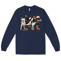 Navy christmas holstein cow Long Sleeve Tee - CowGirlArtShop