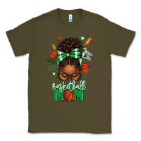 Army Green Basketball Mom Afro Messy Bun Classic Tee - texasbilliewilder