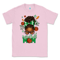 Bubblegum Pink Basketball Mom Afro Messy Bun Classic Tee - texasbilliewilder
