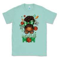 Seafoam Basketball Mom Afro Messy Bun Classic Tee - texasbilliewilder