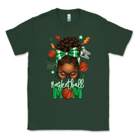 Sports Green Basketball Mom Afro Messy Bun Classic Tee - texasbilliewilder