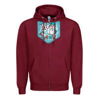 Burgundy Christmas Pocket Zipper Hoodie - CowhideDigitalArt