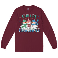 Burgundy chillin with my snowmies Long Sleeve Tee - CowGirlArtShop