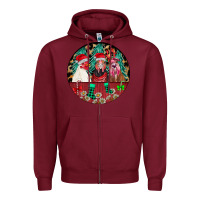 Burgundy Chickens Zipper Hoodie - CowhideDigitalArt