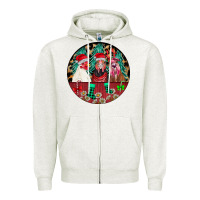 Oatmeal Heather Chickens Zipper Hoodie - CowhideDigitalArt