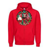 Red Chickens Zipper Hoodie - CowhideDigitalArt